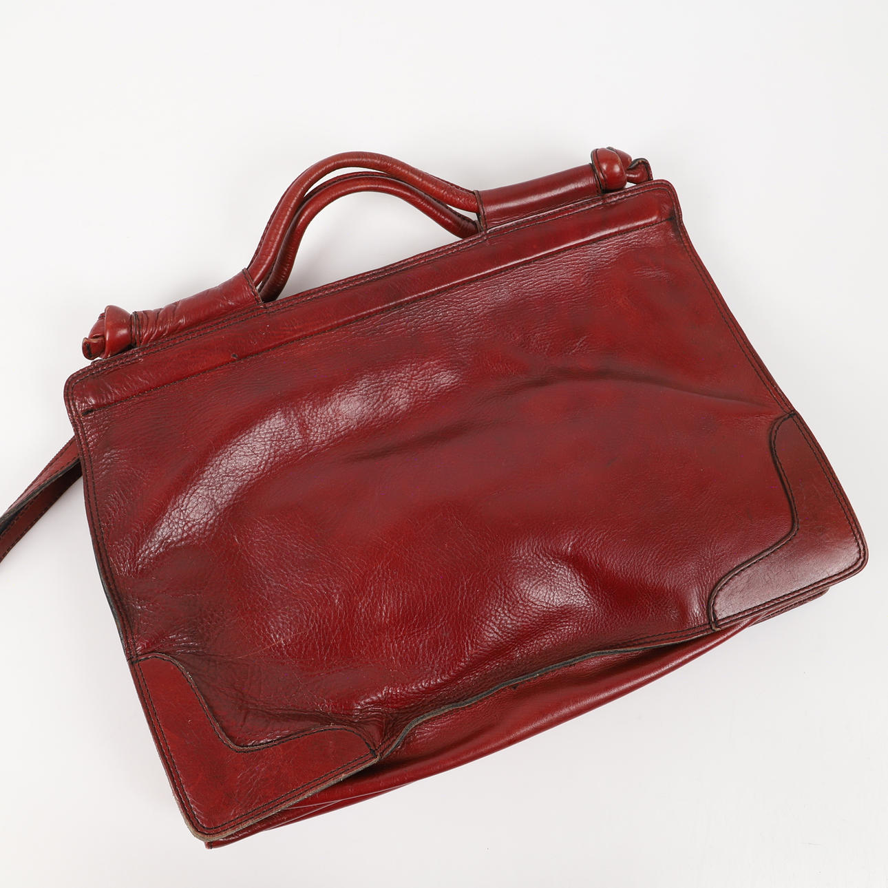 BAG, red leather, Three Bags, Finland.