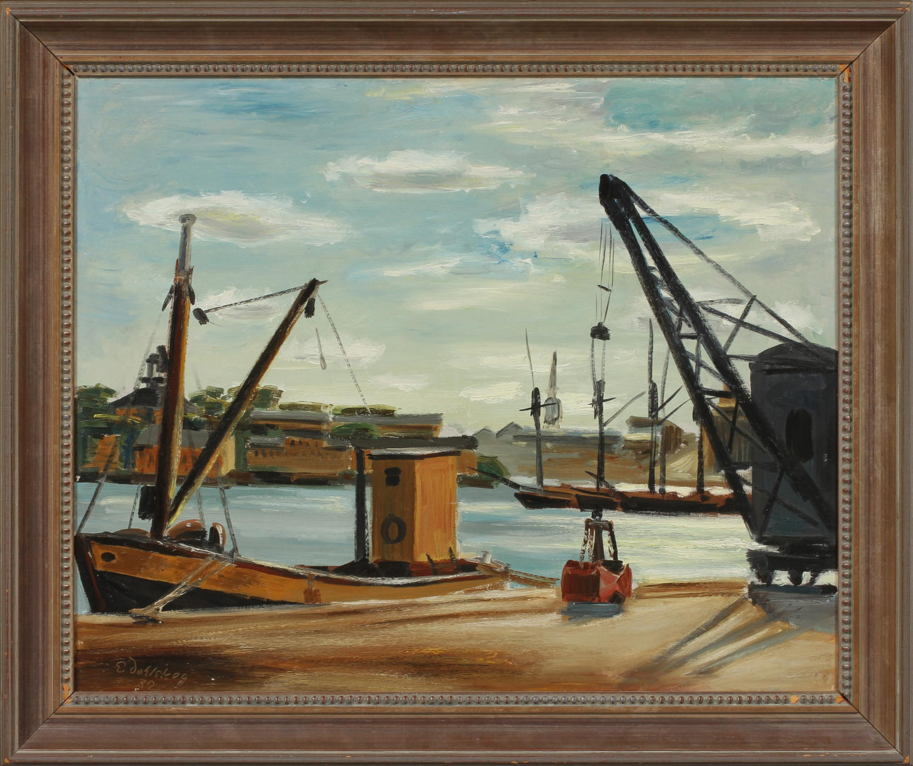 EWALD DAHLSKOG. Hamnmotiv, olja på duk, signerad och daterad 32.