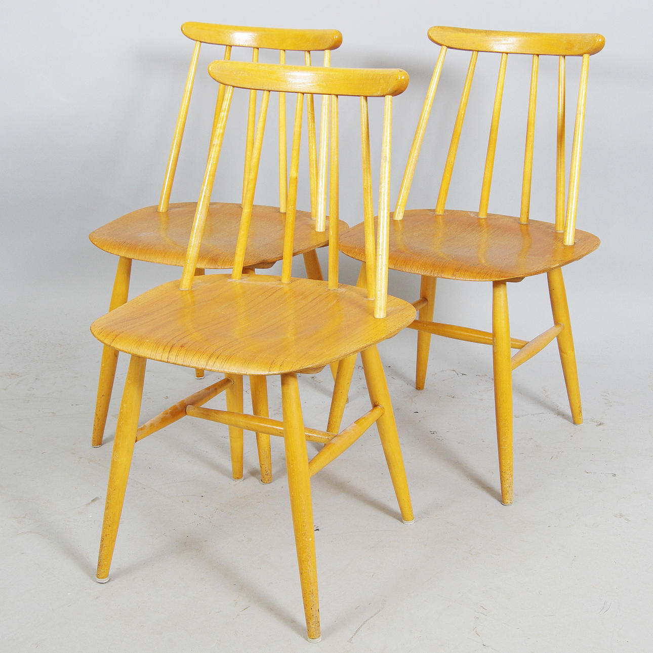 STOLAR, 3 stycken, "Fanett", Ilmari Tapiovaara, Edsbyverken.