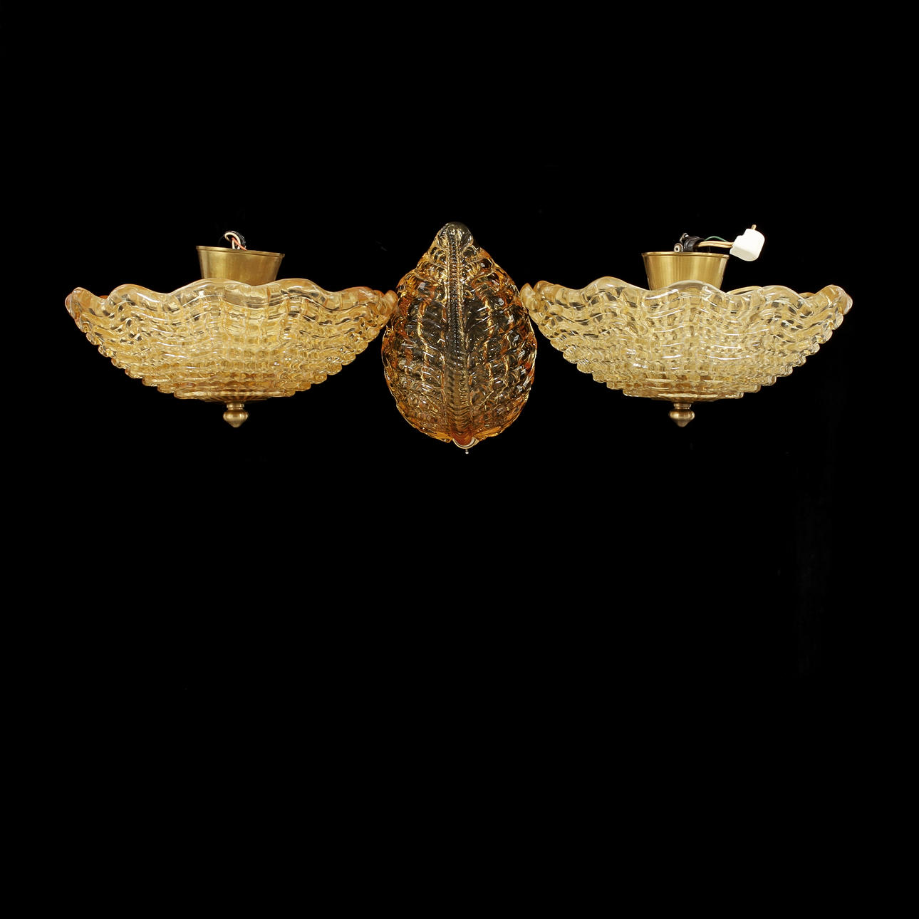 TAKLAMPOR, 2 st samt VÄGGLAMPETT, Orrefors.