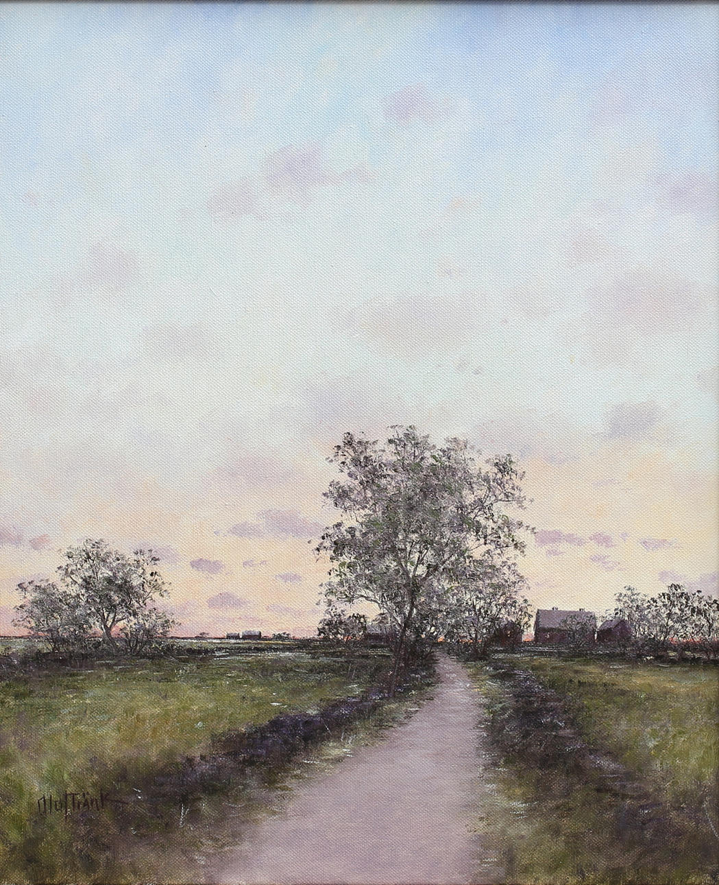 OLOF TRÄNK. "Sensommar kväll vid Löt, Öland". olja på duk, signerad.