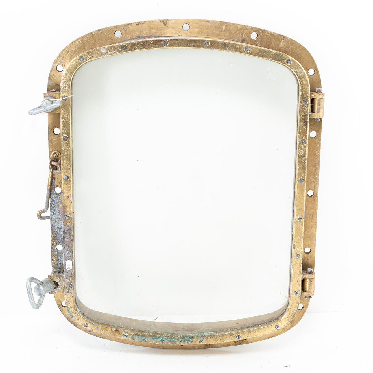 SKIBSVINDUE, messing/glas.