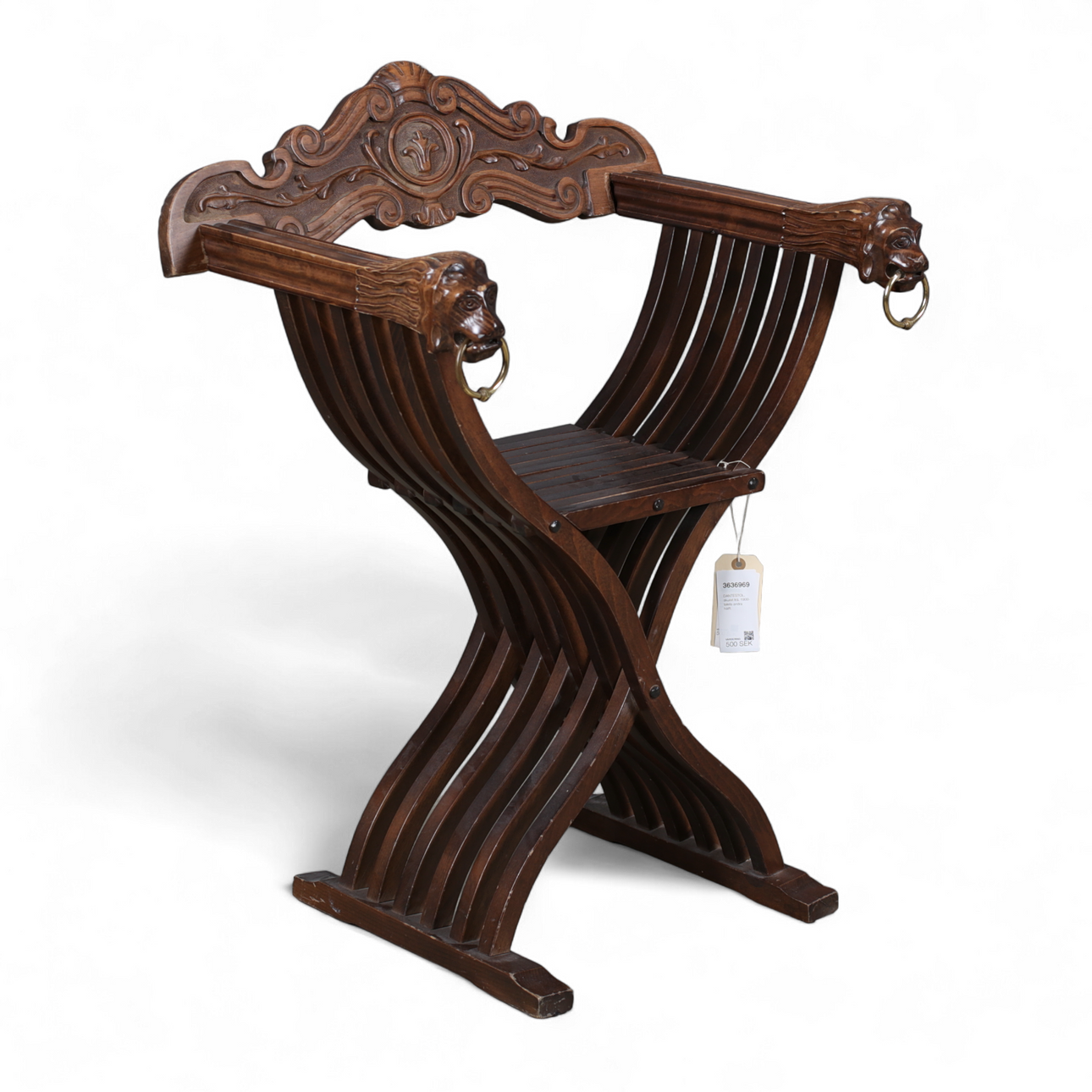 DANTESTOL, skuret trä, 1900-talets andra hälft.