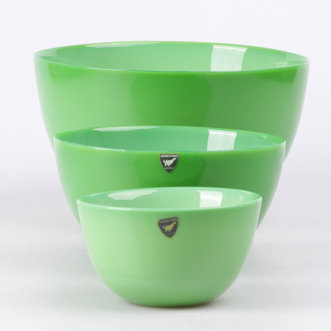 SKÅLAR, 3 st, "Colora", Sven Palmqvist, Orrefors, 1900-tal.