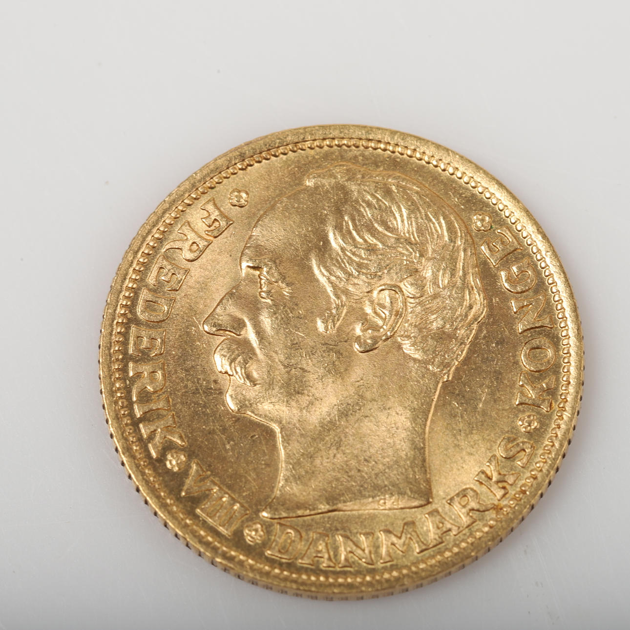 Mønt, 10 kr, guld, Frederik VIII, Danmark, 1909.