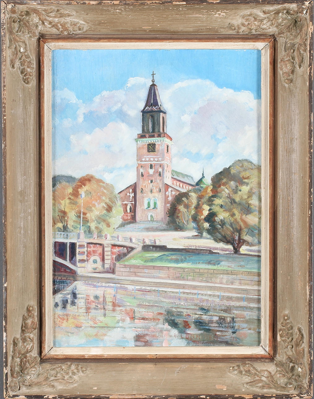 AARNE OSKAR LAMMINEN. Åbo domkyrka, olja på duk, uppfordrad, signerad och daterad -46.