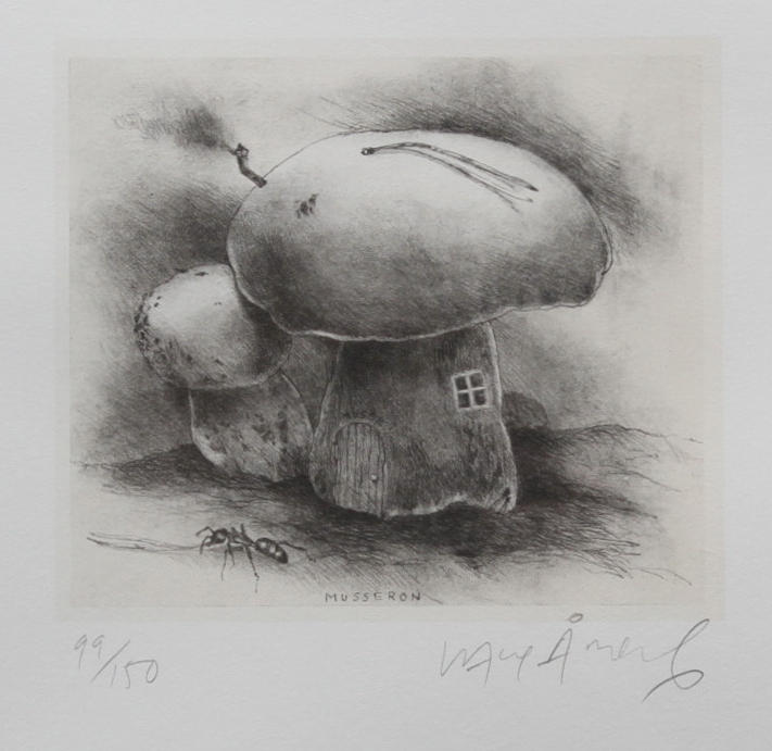 LASSE ÅBERG. "Musseron". Litografi. Signerad och numrerad 99/150.
