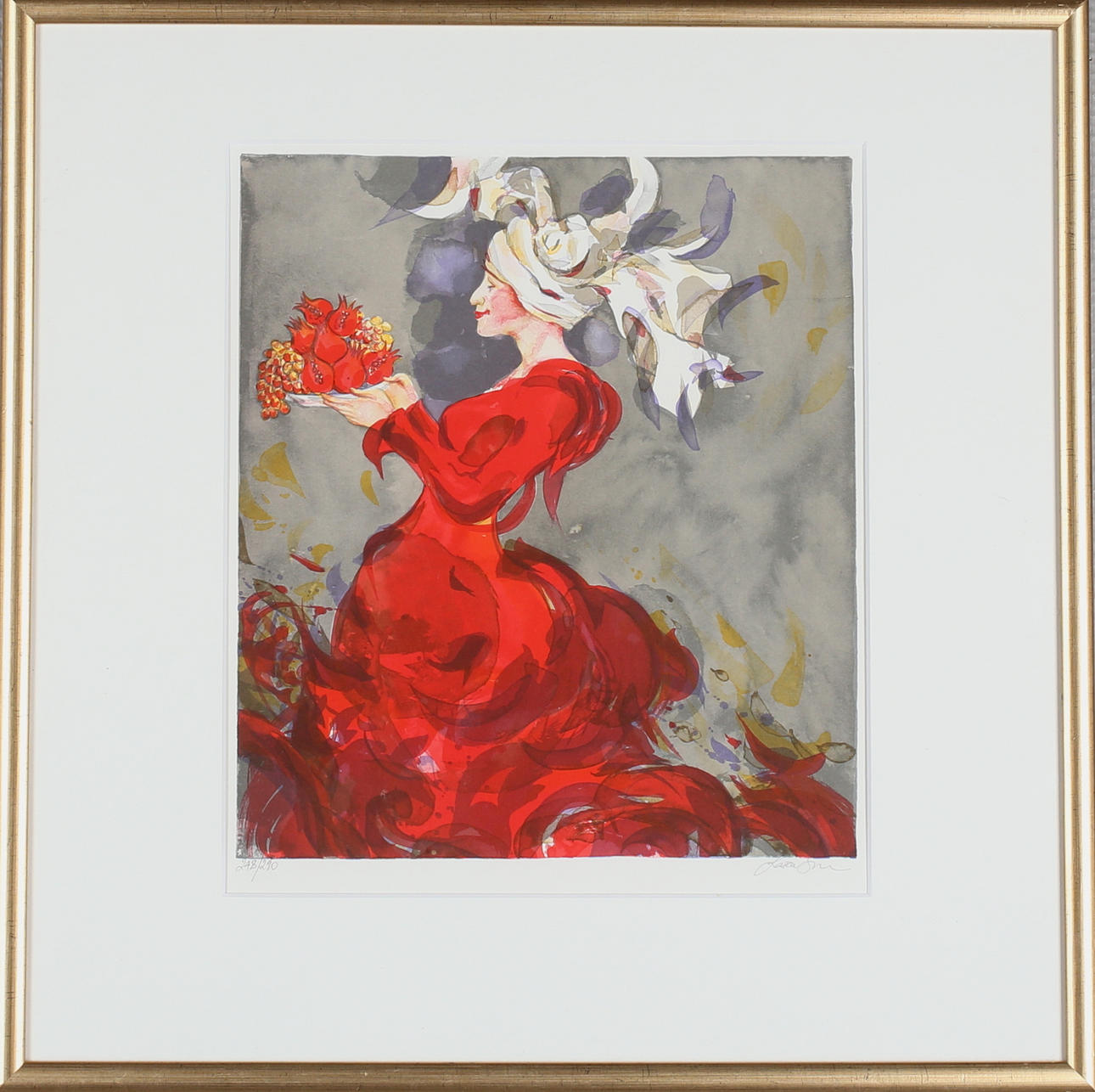 LARA SIMONOF. Granatäpplen, färglitografi, signerad samt numrerad 248/290.