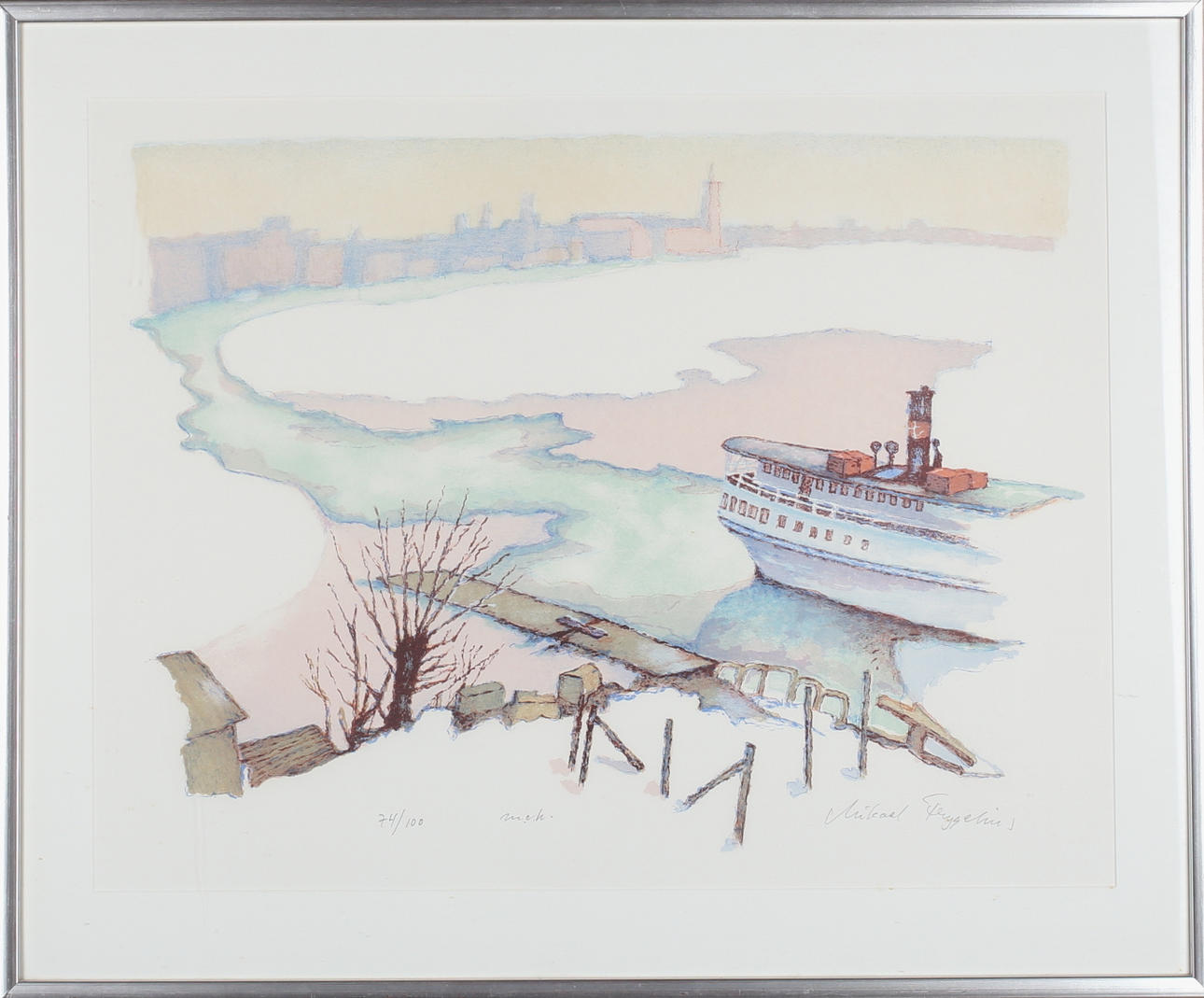 MIKAEL TRYGGELIN. NorrMälarstrand, färglitografi, signerad, numrerad 74/100.