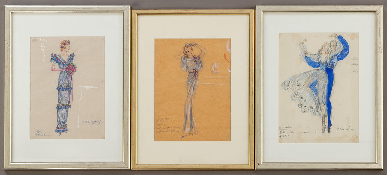 ILSE NAUMANN (1905-1983). 3 ark kostymdesigner.
