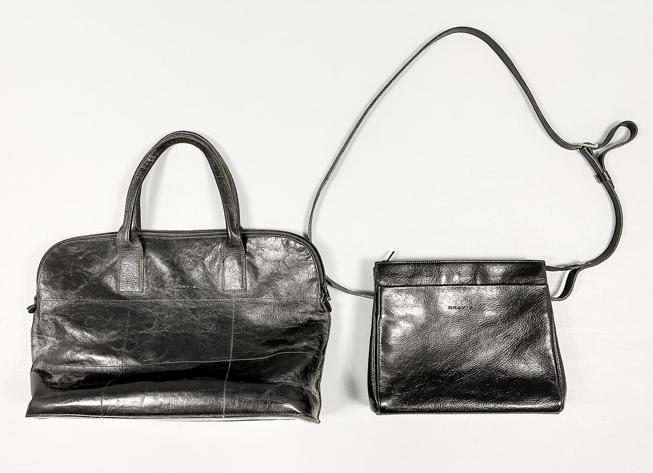 LAUKUT, 2 kpl, nahka, Okay's.