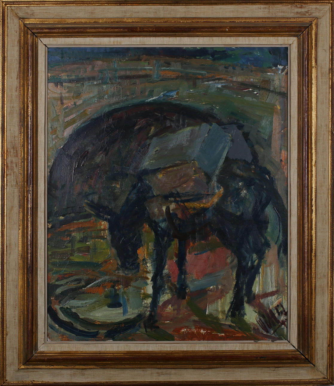 OWE WESSBORN. Packåsa. Olja på pannå. Signerad och daterad -51.