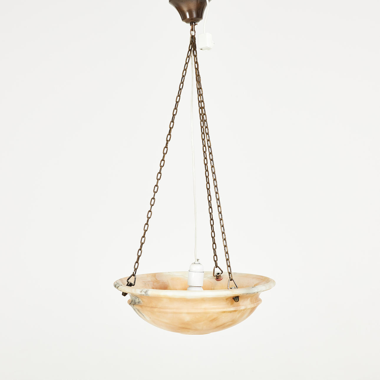 A 20th-century alabaster cup ceiling lamp.