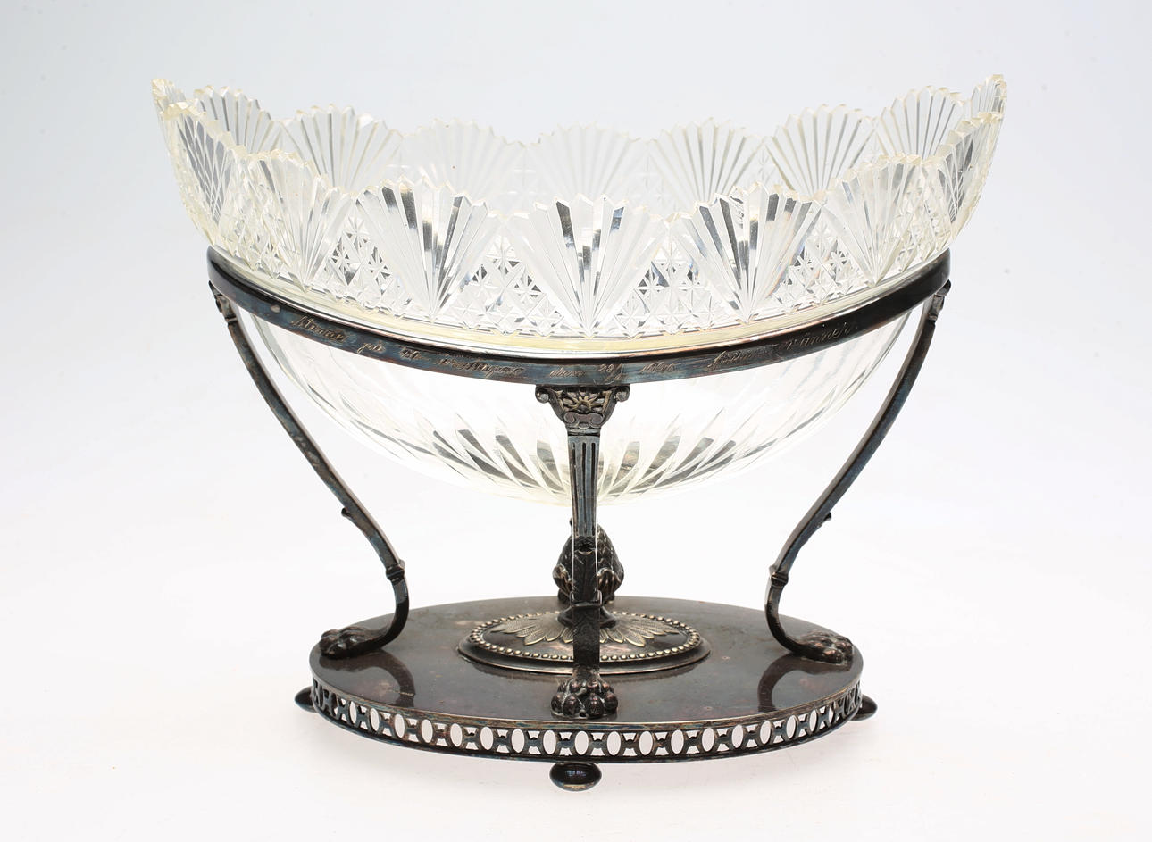 JARDINJÄR med glasinsats, nysilver,gustaviansk stil, CG Hallberg, 18/1900-tal.