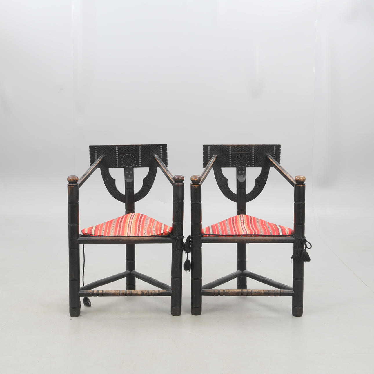 MONK CHAIRS, a pair.