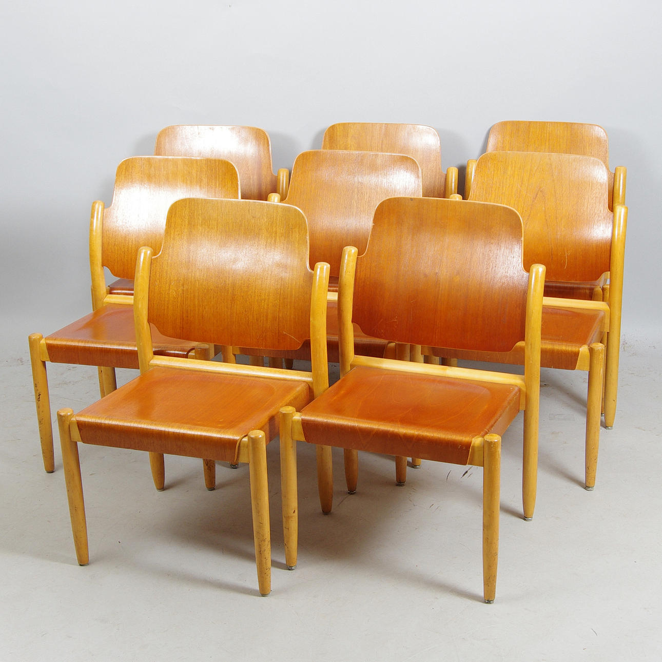 STOLAR, 8 stycken, "Åkerblomstolen", Bengt Åkerblom, 1900-talets mitt.