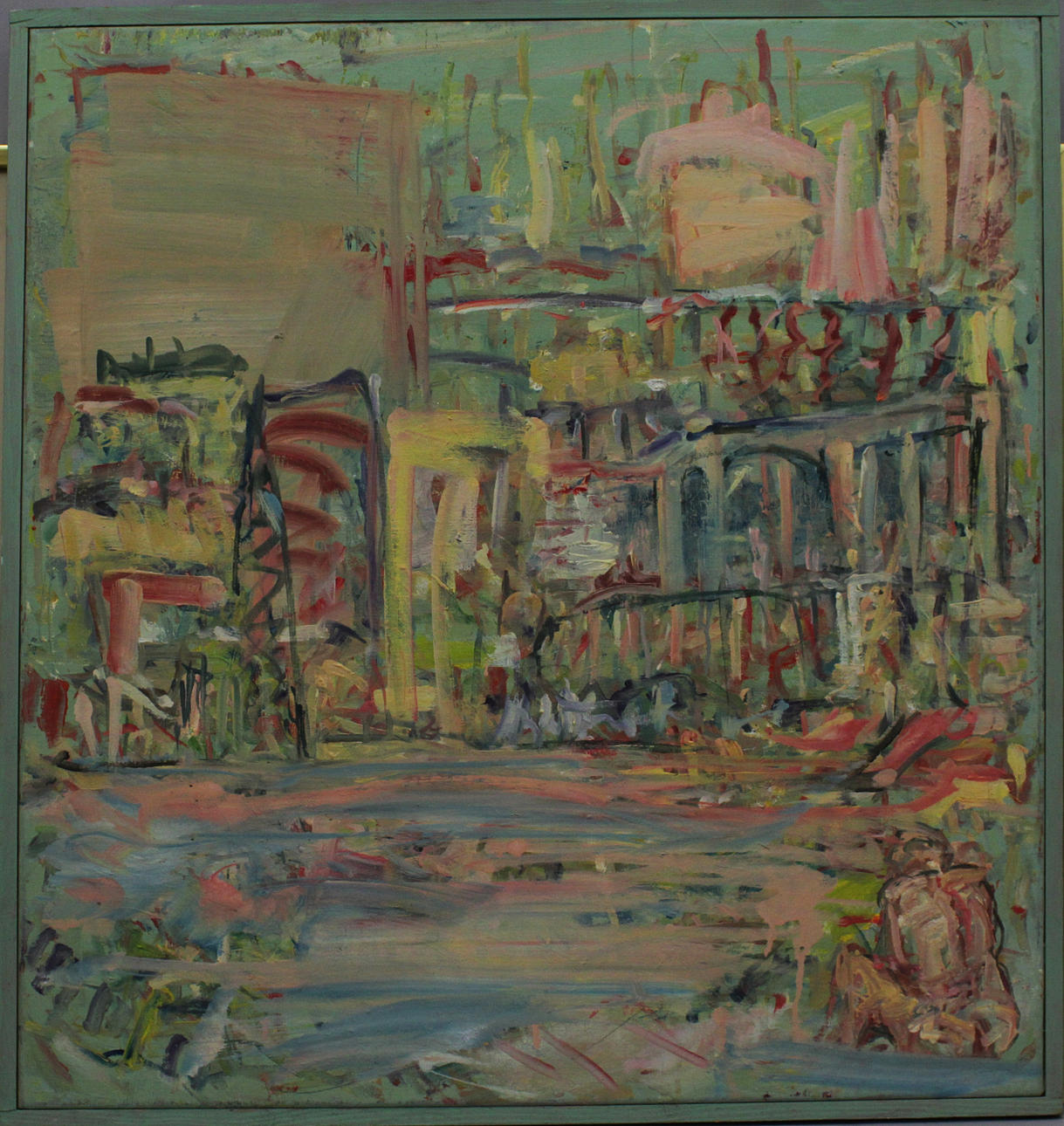 BJÖRN ALMVIKEN. Stadsbild. Olja på duk. Signerad a tergo.