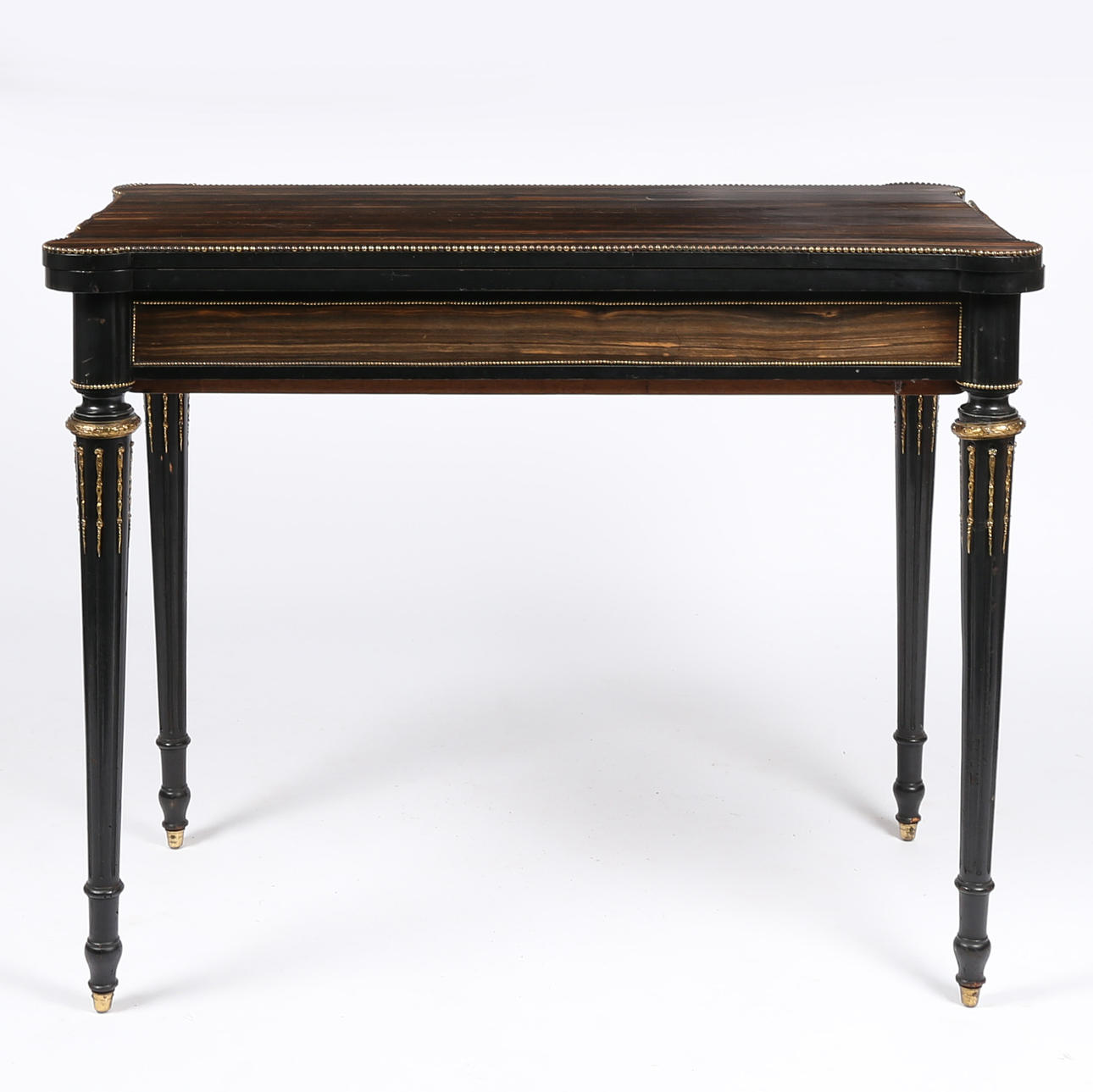 A 19TH CENTURY COROMANDEL AND EBONISED GILT METAL MOUNTED CARD TABLE ...
