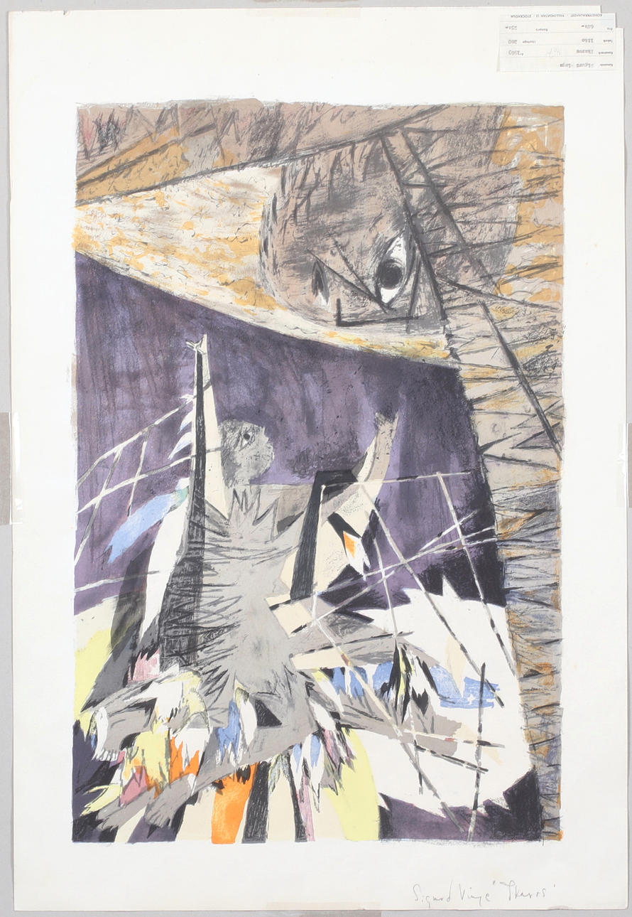 SIGURD WINGE. Icarus, lithograph, signed.