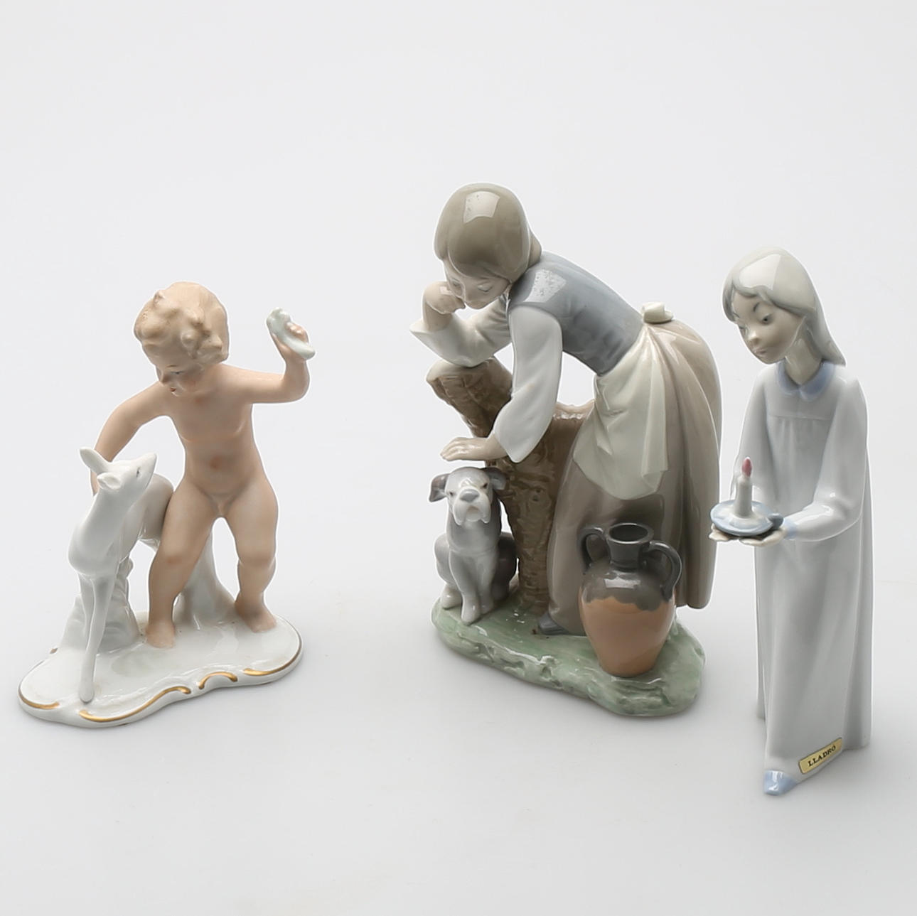FIGURINER, porslin, 3 st, bl a Wallendorf, Tyskland samt Lladro, Spanien.
