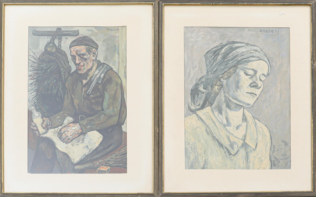 ALBIN AMELIN. EFTER. Tryck, 2 stycken.