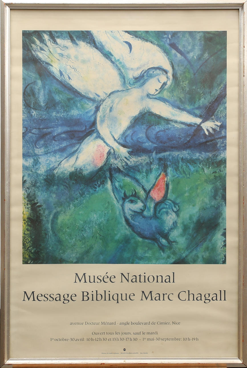 MARC CHAGALL. Efter, utställningsaffisch, Musée National, Nice Frankrike.