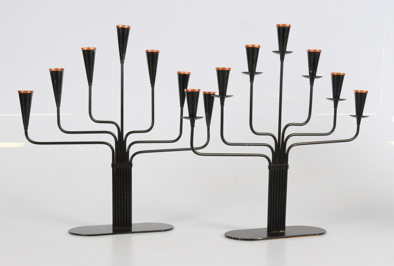 KANDELABRAR, 2 stycken, Gunnar Ander, Ystad metall. 1960-tal.