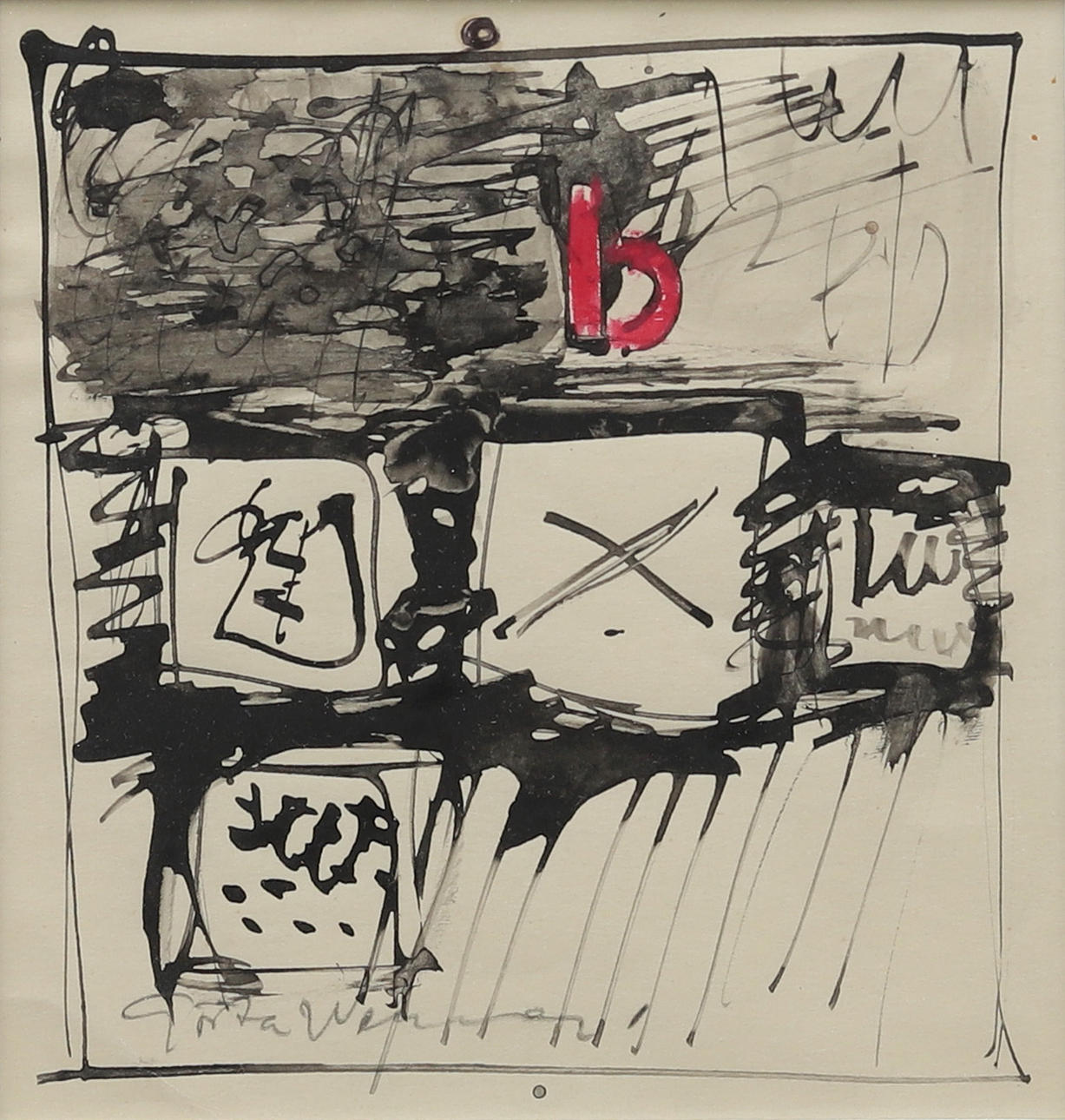 GÖSTA WERNER. Komposition, akvarell, signerad.