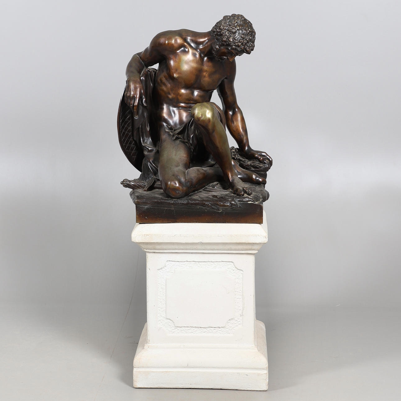 AFTER PIERRE JULIEN (1731 - 1804), A LARGE BRONZE STUDY, THE DYING GAUL.
