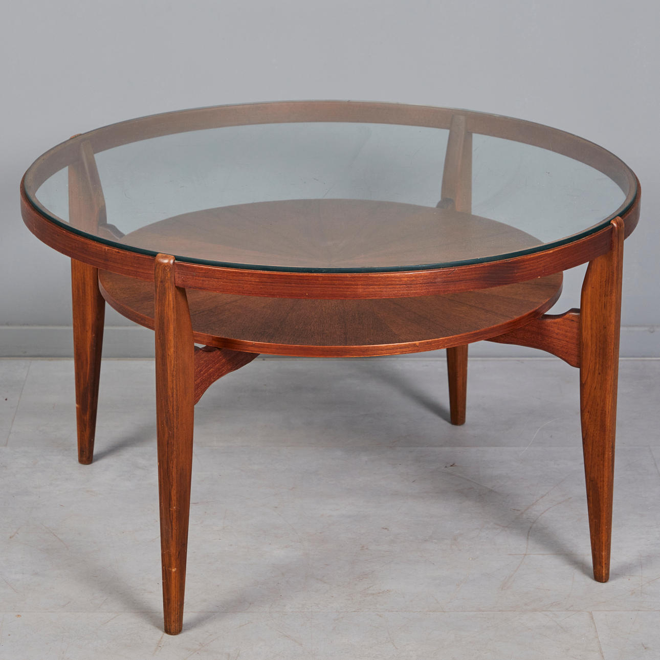 Coffee table/table, walnut, glass, 1960s, Denmark.