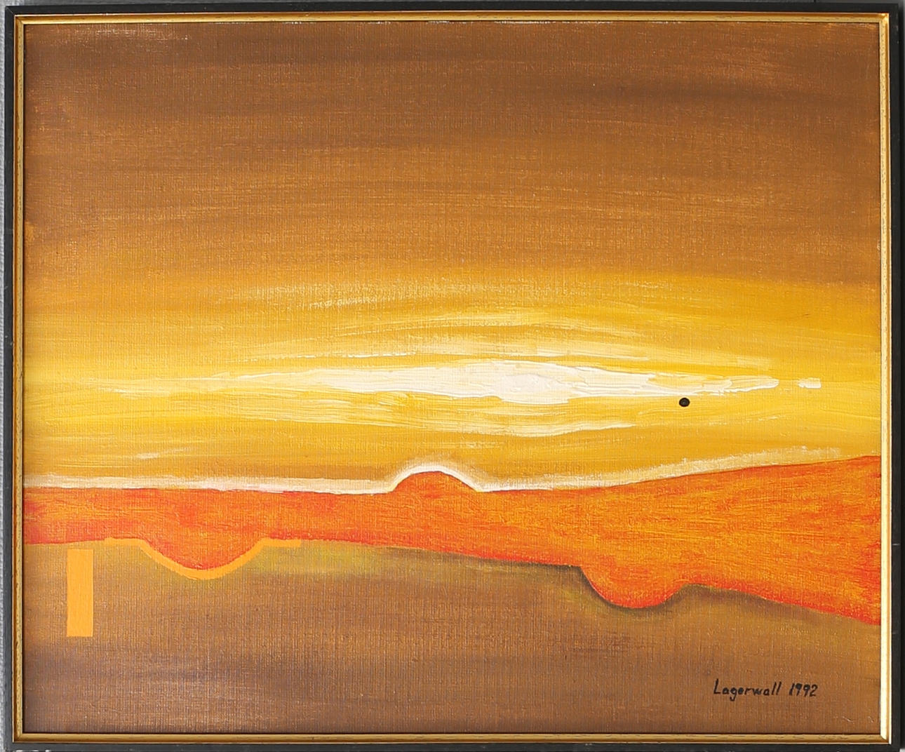 JAN-ERIK LAGERWALL. "Eldstorm Gulfkriget". Olja på duk, signerad och daterad 1992.