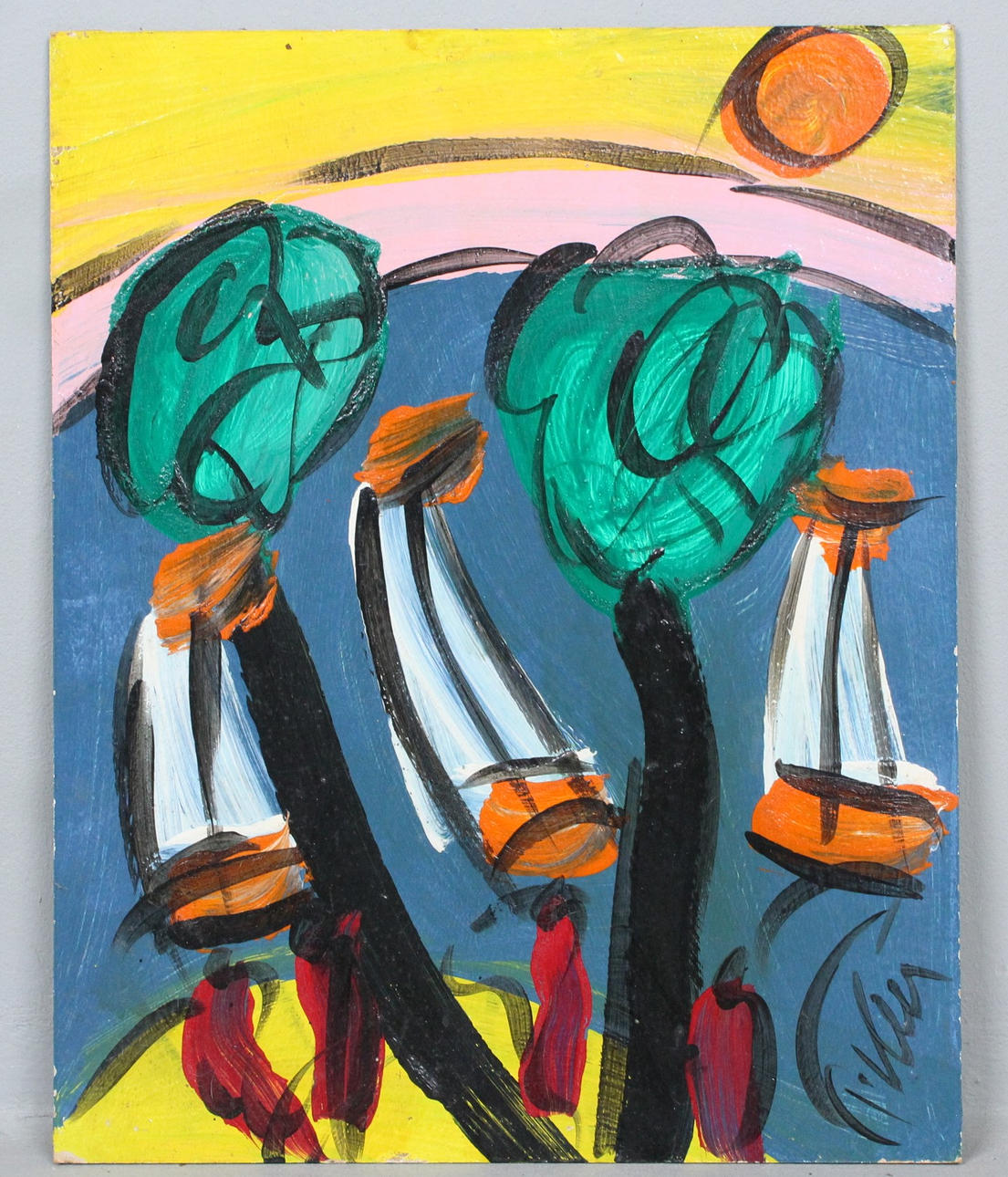 PETER ROBERT KEIL (1942). acrílico sobre tabla, «Composición abstracta».