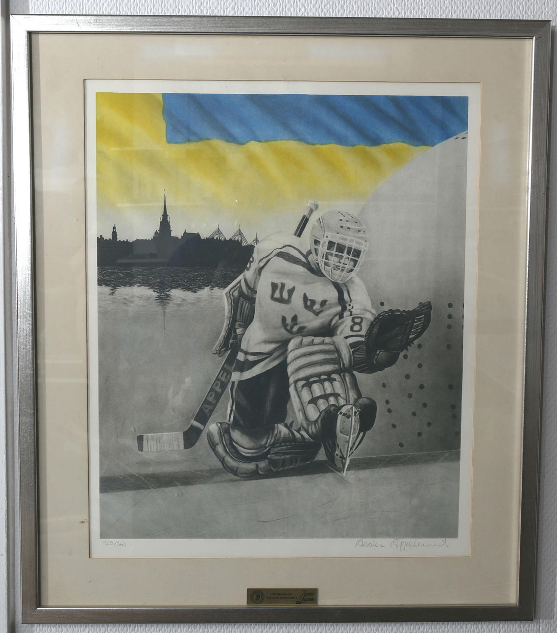 ANDERS APPELQVIST. Litografier, 3 stycken, Till förmån för Svensk Ishockey, signerade.