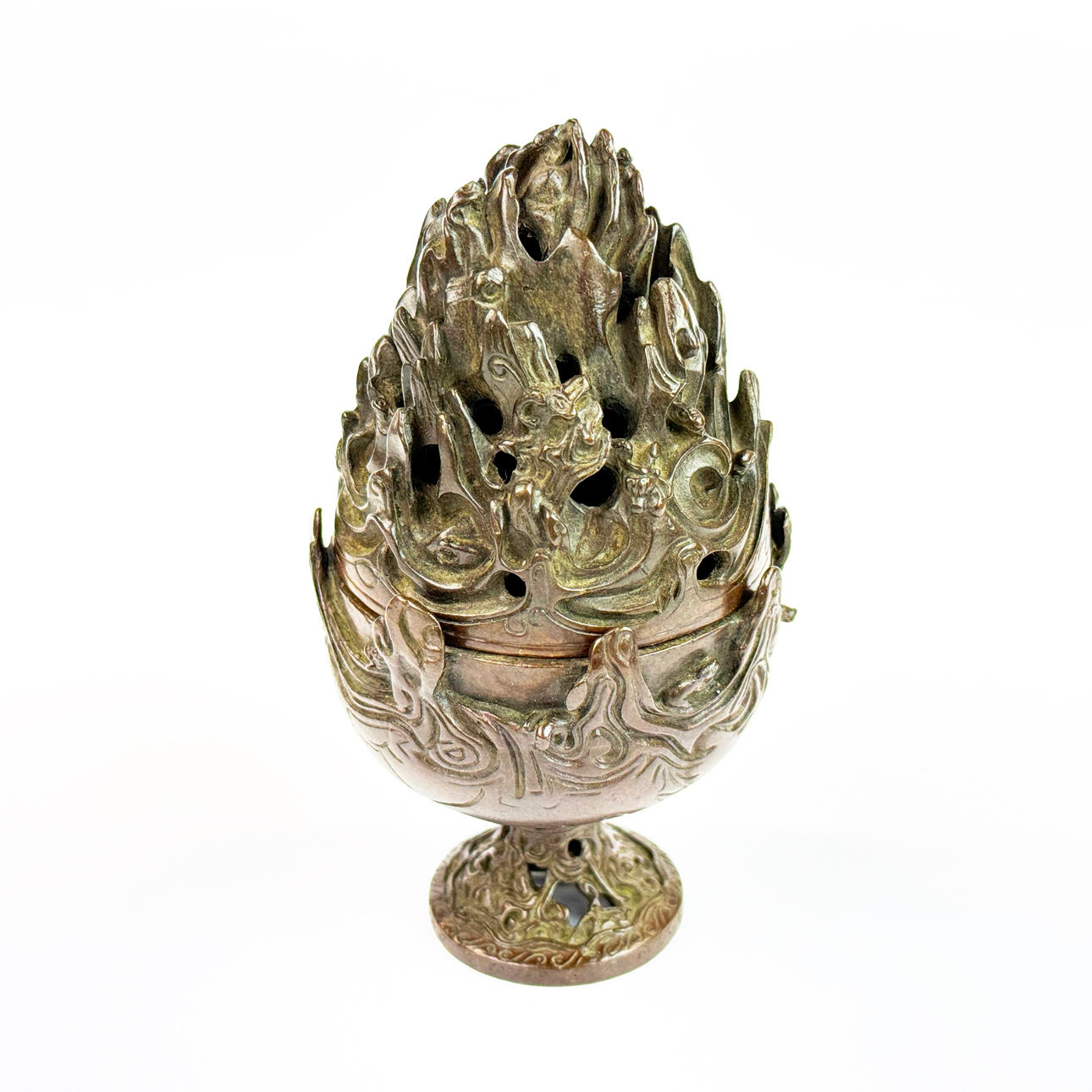 CHINESE CAST BRONZE FLAME CENSER.