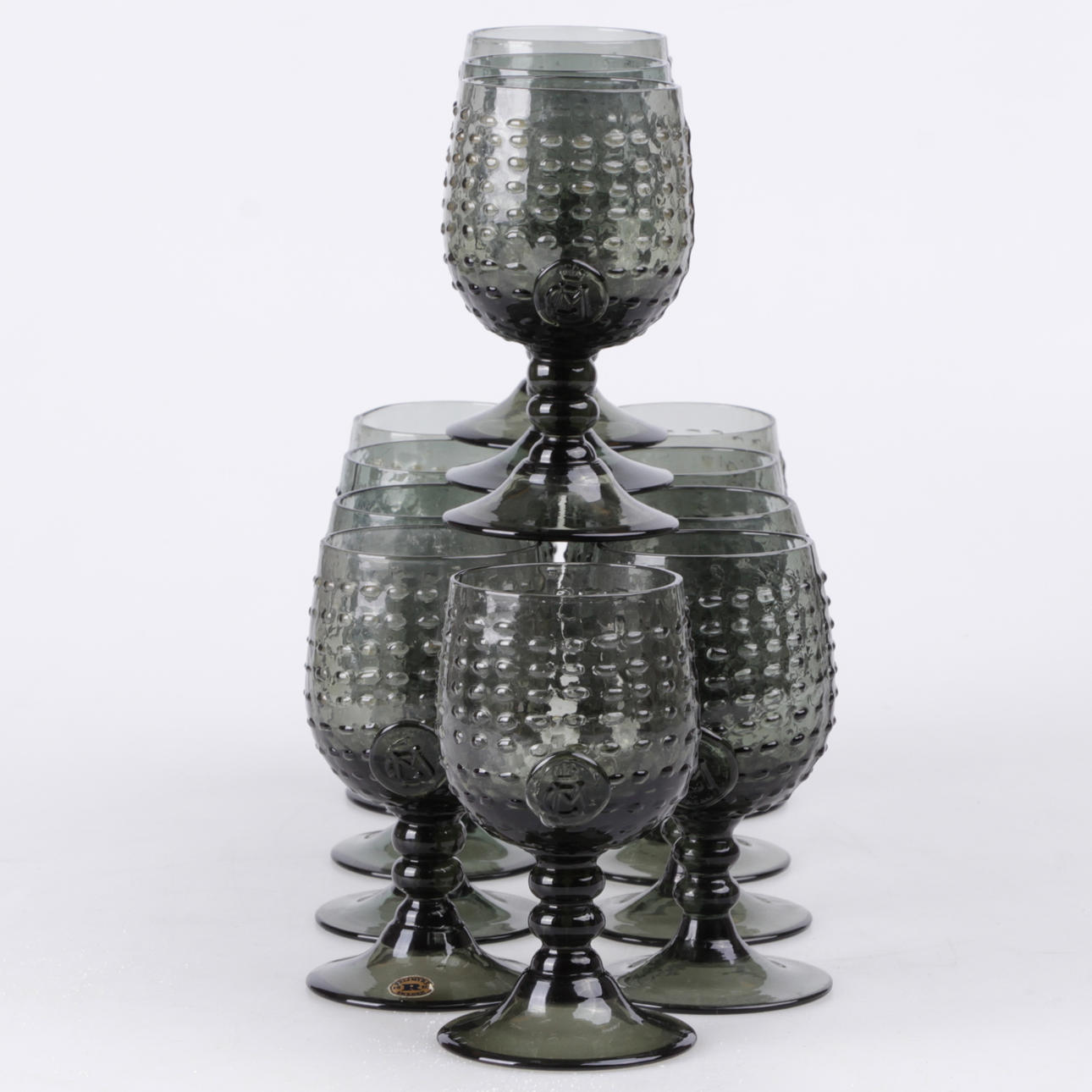 VINGLAS, 12 st. "Hertig Carls glas", Reijmyre, 1900-tal.