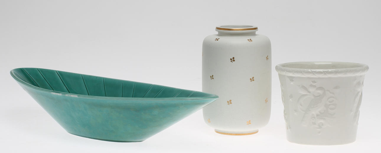 SKÅL "California" Carl-Harry Stålhane, YTTERFODER Ewald Dahlskog samt VAS, "Cararra" Gustavsberg.