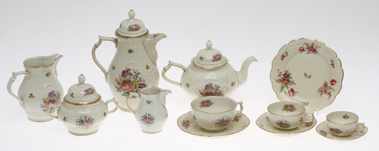 KAFFE- och TESERVIS, 34 delar, porslin, "Sanssouci", Rosenthal.