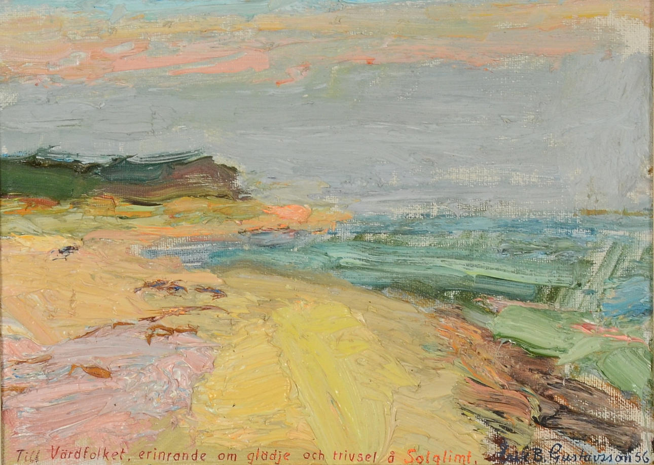 ERIK B GUSTAVSSON. Olja på duk, uppfäst på pannå.