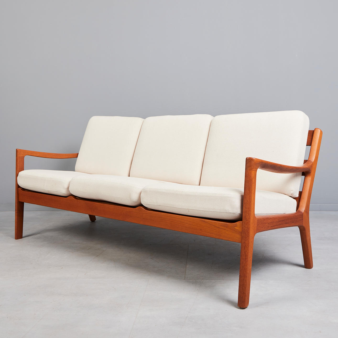 Tresits/soffa, teak, ull, 1960-tal, Danmark.