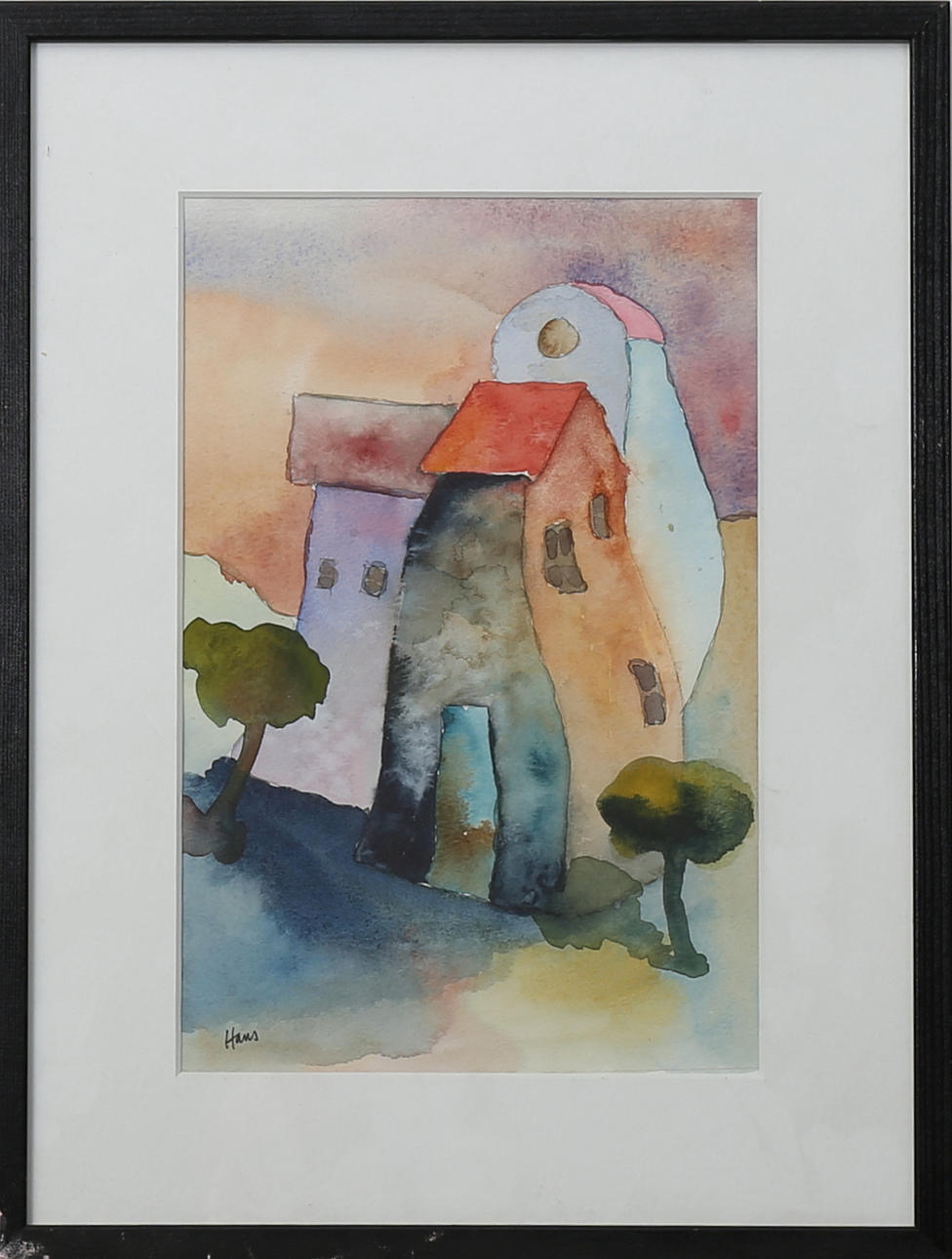 HANS HOLMSTRÖM. Jag undrar åt vilket håll framtiden ligger, akvarell, signerad Hans.