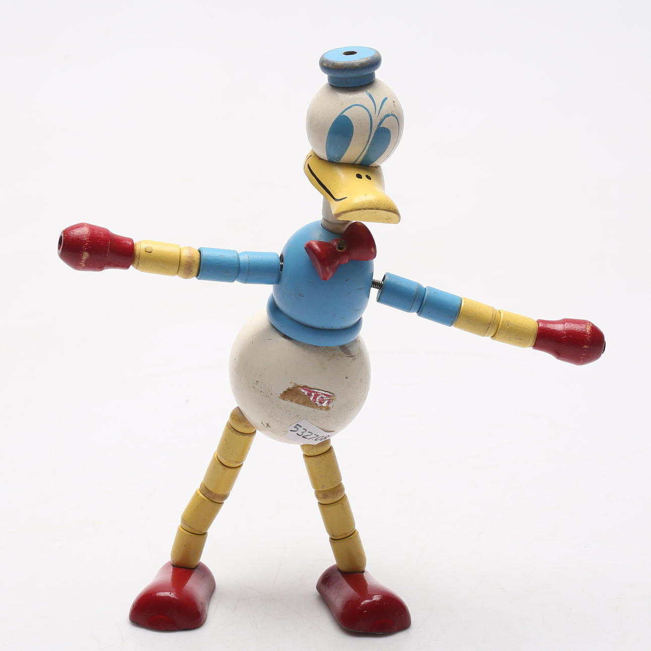 Ein Spielzeug, bemaltes Holz, Donald Duck, Brio.