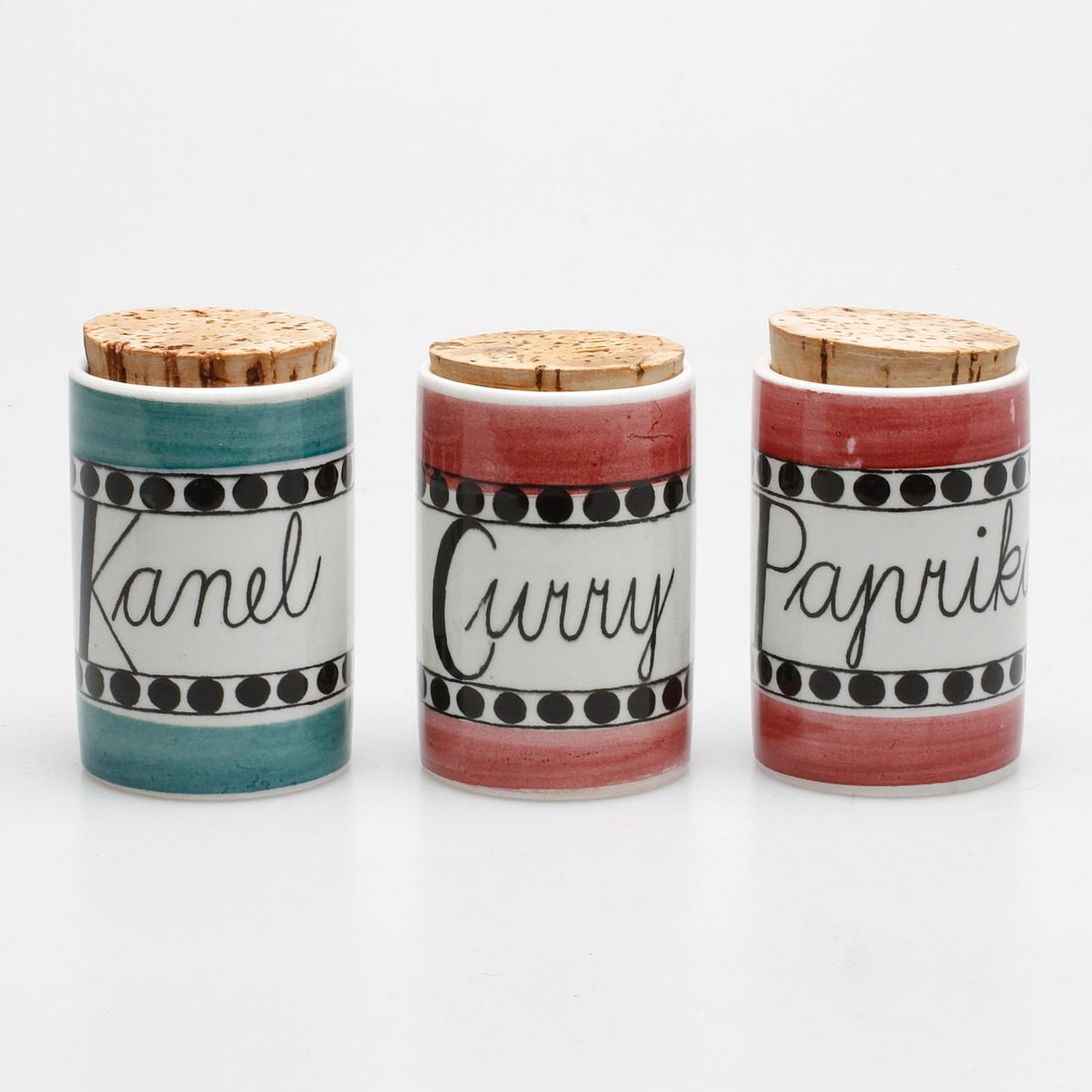 KRYDDBURKAR, 3 st, "Arom", Marianne Westman, Rörstrand.
