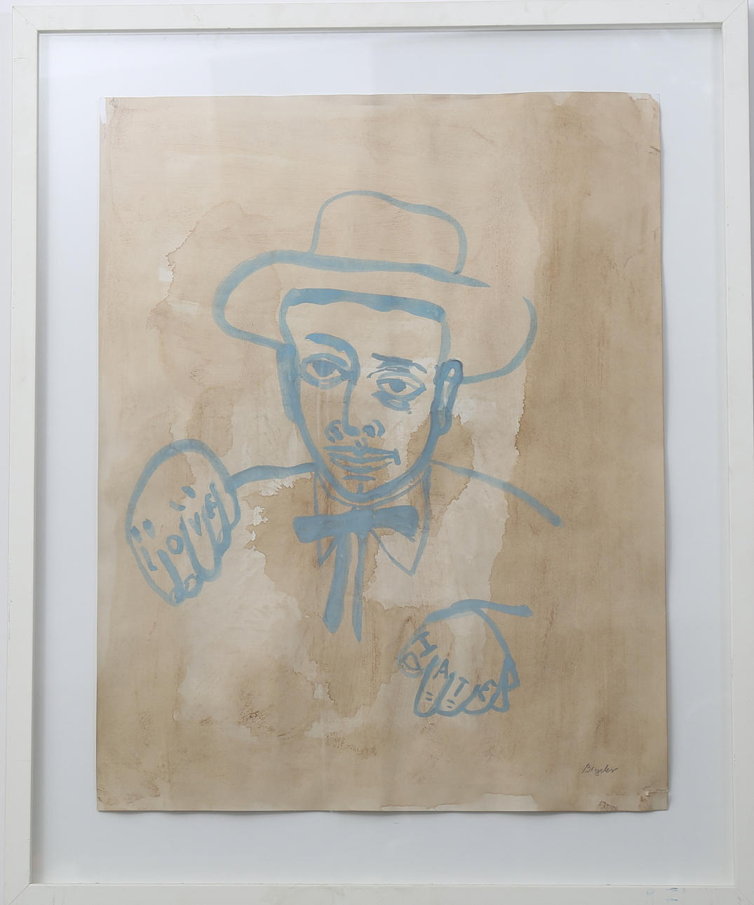 MARTIN BRYDER. Man med hatt, akvarell, signerad Bryder.