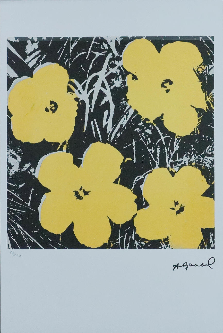 - ”Flowers”, affisch av Andy Warhol, färgoffsetlitografi på Arches papper.