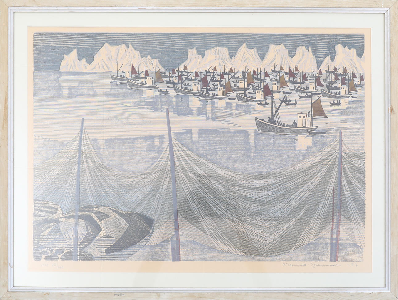 FRITJOF TIDEMAND-JOHANNESSEN. woodcut, signed, numbered 65/100 and dated -53.