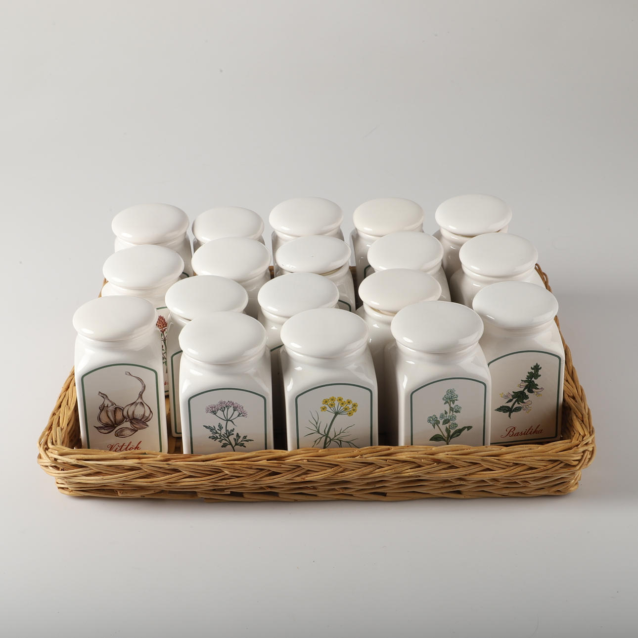 SPICE JARS, 18 pieces, porcelain with lid, Krögarhuset.