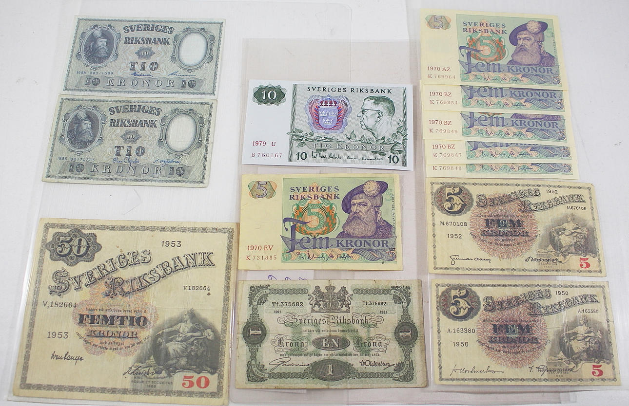 SEDLAR, 13 st, blandade sedlar.