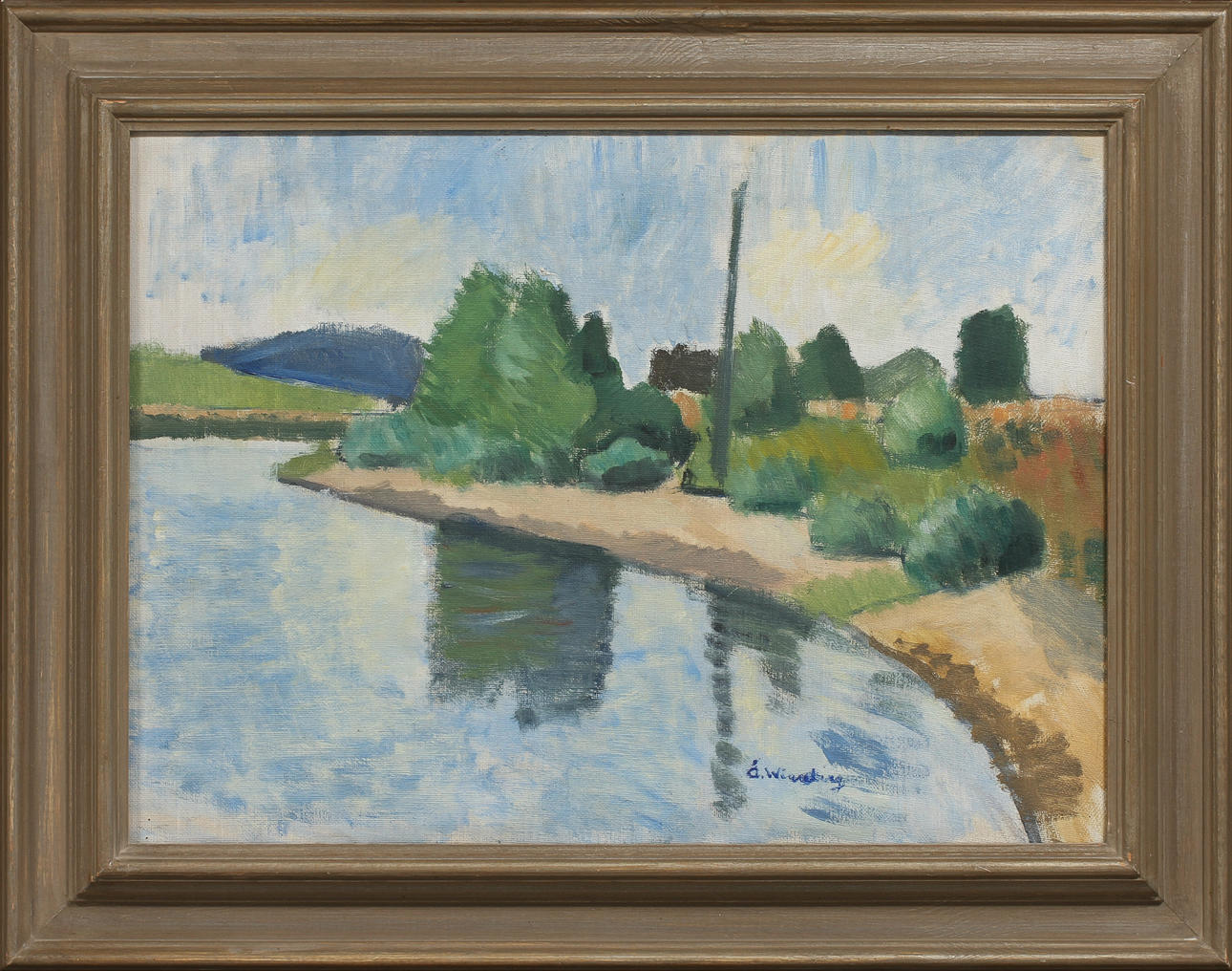 ÅKE WINNBERG. Landskap med vattendrag, olja på duk, signerad.