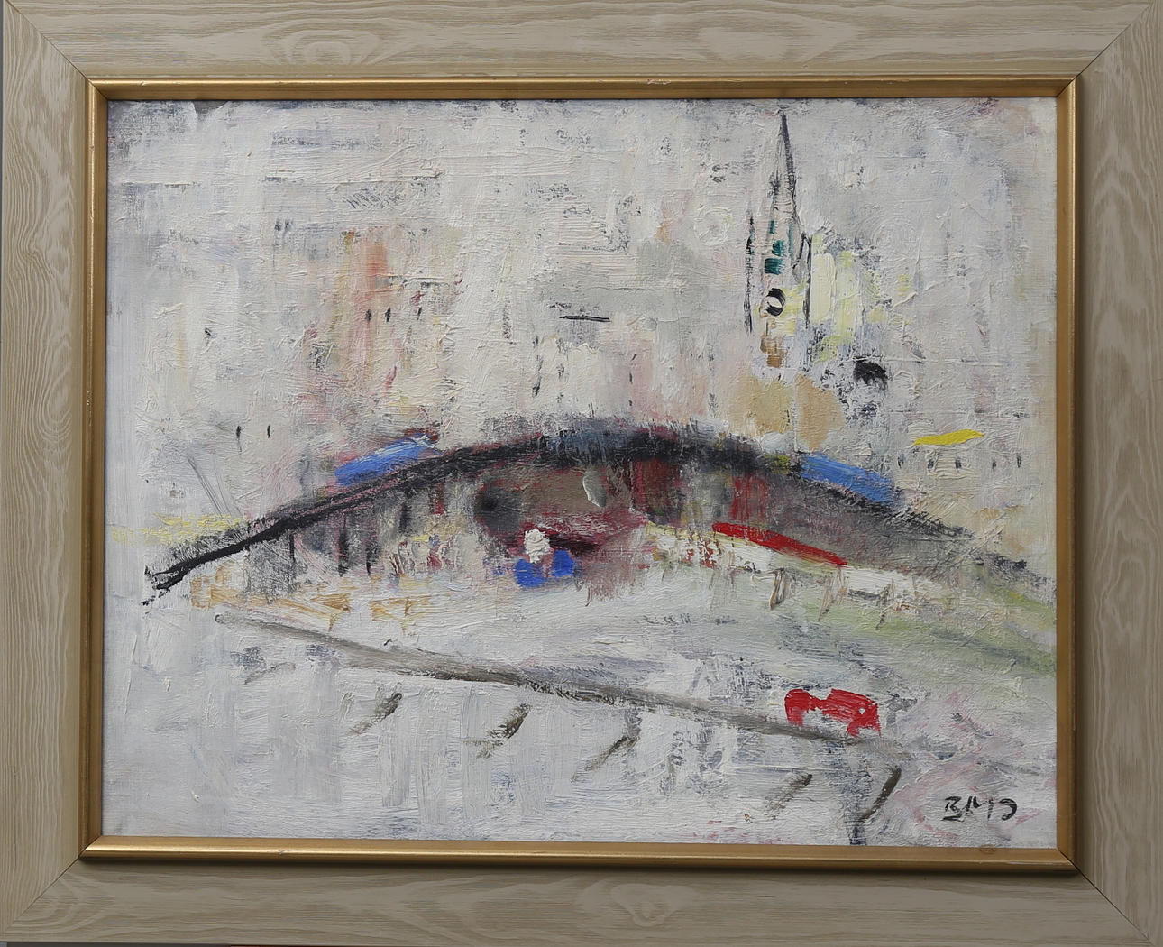 BRITTMARI JACOBSON. Komposition, olja på duk, signerad BMJ.