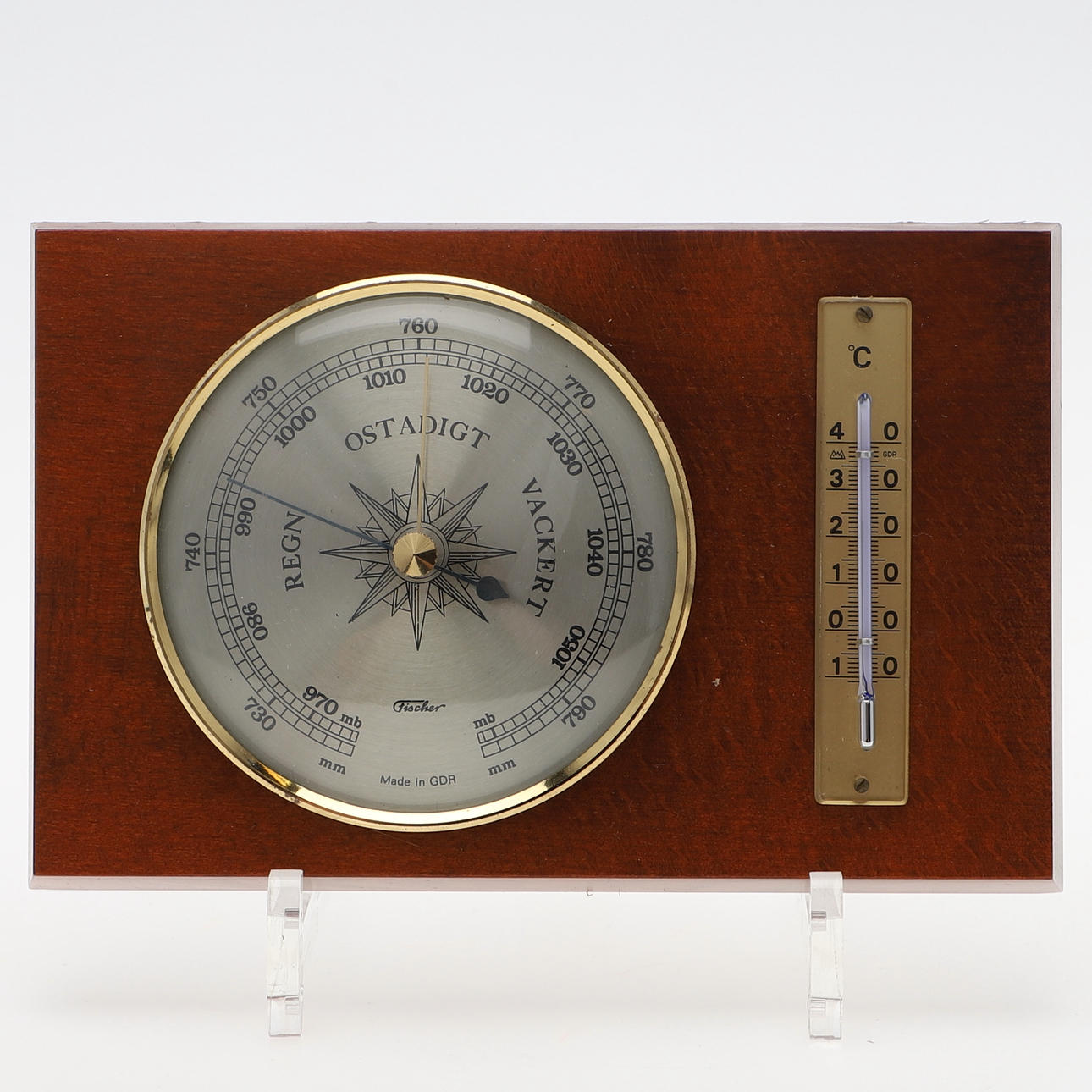 FISCHER BAROMETER, teak, Østtyskland, 20. århundrede.